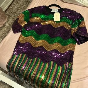 Mardi Gras sequin top NWT size large